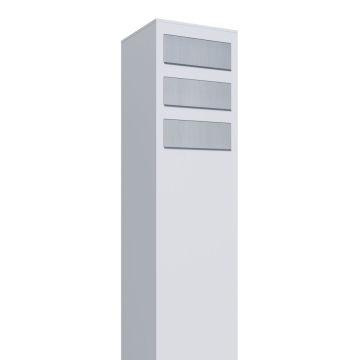 Briefkastenanlage Monolith for Three Weiß mit Edelstahlklappe