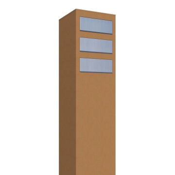 Briefkastenanlage Monolith for Three Rost mit Edelstahlklappe