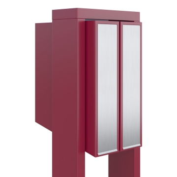 Briefkastenanlage Flag for Two Rot mit Edelstahlklappe