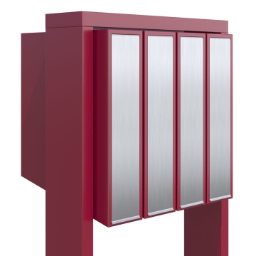 Briefkastenanlage Flag for Four Rot mit Edelstahlklappe