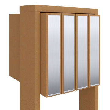 Briefkastenanlage Flag for Four Rost mit Edelstahlklappe