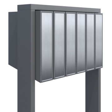 Briefkastenanlage Flag for Six Grau Metallic mit Edelstahlklappe