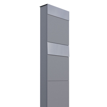 Briefkastenanlage The Box for Two Grau Metallic mit Edelstahlklappe