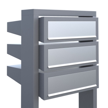 Briefkastenanlage Stairs for Three Grau Metallic mit Edelstahlklappe