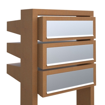 Briefkastenanlage Stairs for Three Rost mit Edelstahlklappe