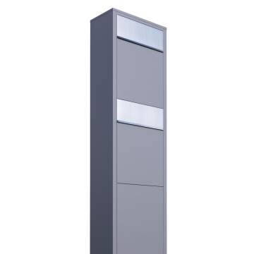 Briefkastenanlage Big Box for Two Grau Metallic mit Edelstahlklappe