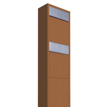 Briefkastenanlage Big Box for Two Rost mit Edelstahlklappe