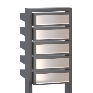 Briefkastenanlage Stairs for Five Grau Metallic mit Edelstahlklappe