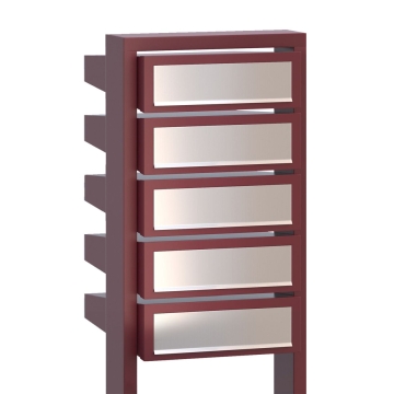 Briefkastenanlage Stairs for Five Rot mit Edelstahlklappe