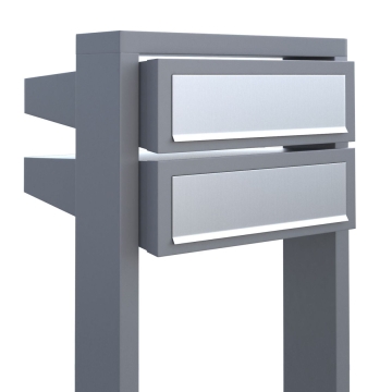 Briefkastenanlage Stairs for Two Grau Metallic mit Edelstahlklappe