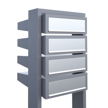 Briefkastenanlage Stairs for Four Grau Metallic mit Edelstahlklappe