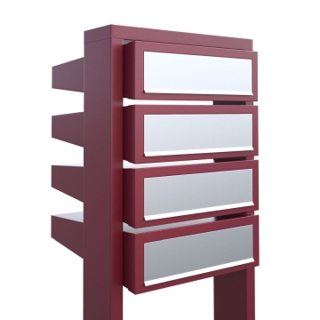 Briefkastenanlage Stairs for Four Rot mit Edelstahlklappe