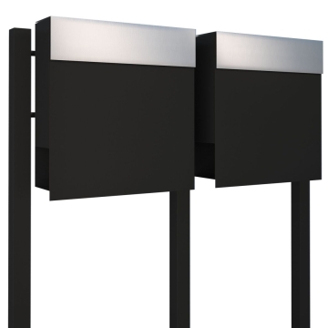 Briefkastenanlage Manhattan for Two Schwarz mit Edelstahlklappe