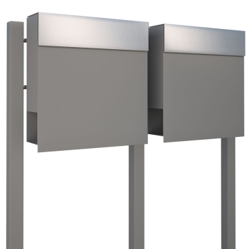Briefkastenanlage Manhattan for Two Grau Metallic mit Edelstahlklappe
