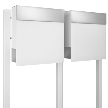 Briefkastenanlage Manhattan for Two Weiß mit Edelstahlklappe