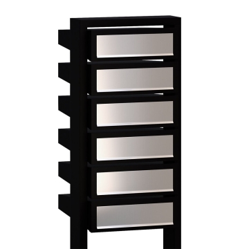 Briefkastenanlage Stairs for Six Schwarz mit Edelstahlklappe