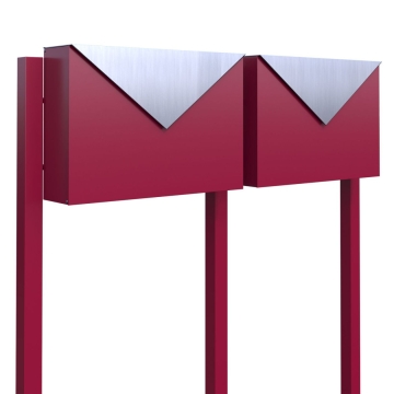 Briefkastenanlage Letter for Two Rot mit Edelstahlklappe
