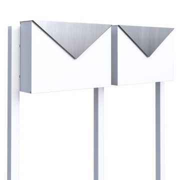 Briefkastenanlage Letter for Two Weiß mit Edelstahlklappe