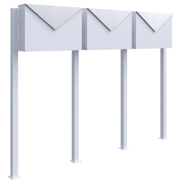 Briefkastenanlage Letter for Three Weiß mit Edelstahlklappe