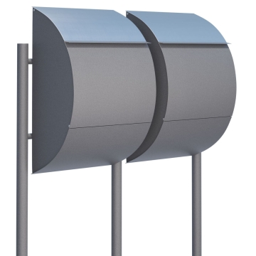 Briefkastenanlage Jumbo for Two Grau Metallic mit Edelstahlklappe