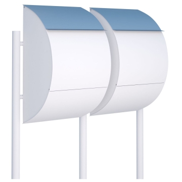 Briefkastenanlage Jumbo for Two Weiß mit Edelstahlklappe