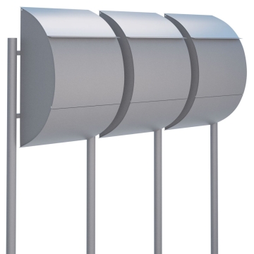 Briefkastenanlage Jumbo for Three Grau Metallic mit Edelstahlklappe