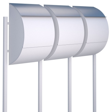 Briefkastenanlage Jumbo for Three Weiß mit Edelstahlklappe