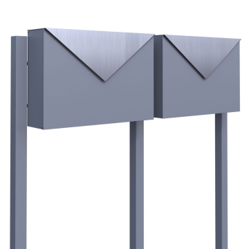 Briefkastenanlage Letter for Two Grau Metallic mit Edelstahlklappe