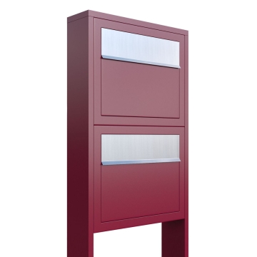 Briefkastenanlage Elegance for Two Rot mit Edelstahlklappe