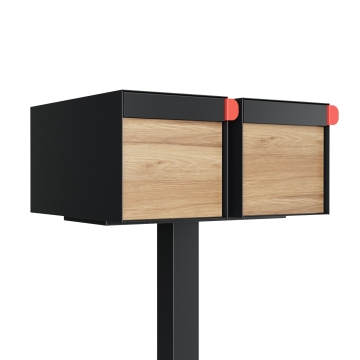 Amerikanischer Briefkasten Big Americano for Two Schwarz mit Holzdekor-Front