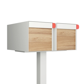 Amerikanischer Briefkasten Big Americano for Two Weiß mit Holzdekor-Front
