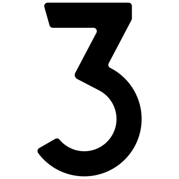 Selbstklebende Hausnummer "3" - 76 mm in Schwarz