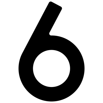 Selbstklebende Hausnummer "6" - 76 mm in Schwarz