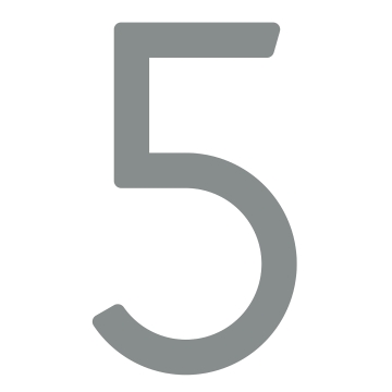 Moderne Hausnummer ''5'' - 152 mm in Grau Metallic