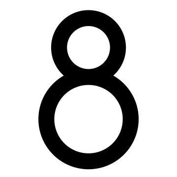 Moderne Hausnummer ''8'' - 152 mm in Schwarz