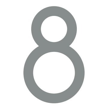 Moderne Hausnummer ''8'' - 152 mm in Grau Metallic