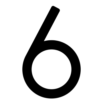 Selbstklebende Hausnummer "6" - 152 mm in schwarz
