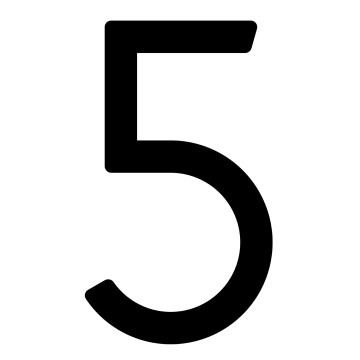 Selbstklebende Hausnummer "5" - 200 mm in schwarz