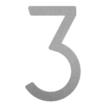 Selbstklebende Hausnummer "3" - 152 mm in Edelstahl