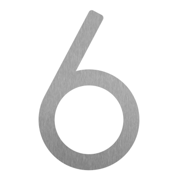 Selbstklebende Hausnummer "6" - 152 mm in Edelstahl