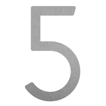 Moderne Hausnummer ''5'' - 245 mm aus Edelstahl