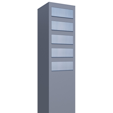Briefkastenanlage Monolith for Five Grau mit Edelstahlklappe