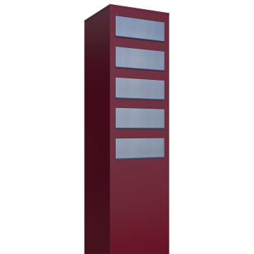 Briefkastenanlage Monolith for Five Rot mit Edelstahlklappe