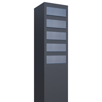 Briefkastenanlage Monolith for Five Anthrazit mit Edelstahlklappe