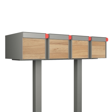 Amerikanischer Briefkasten Big Americano for Four in Grau Metallic mit Holzdekor-Front