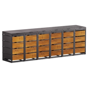 Mülltonnenbox Kim 6er 120L in  Anthrazit mit Holzdekorfront