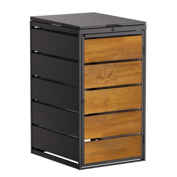 Mülltonnenbox Edda 1er 240L in Anthrazit mit Holzdekorfront