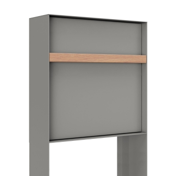 Standbriefkasten Oxford in Grau mit Holzgriff