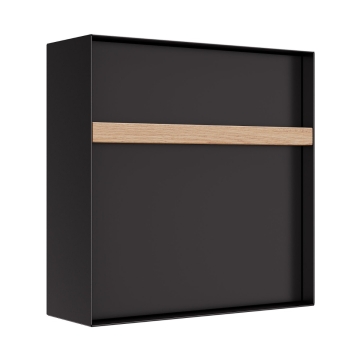 Wandbriefkasten Oxford in Schwarz mit Holzgriff