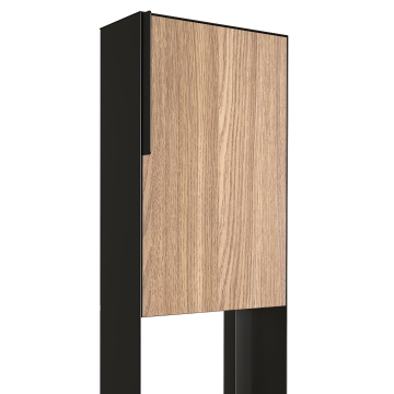 Standbriefkasten Faro Schwarz mit Holzdekor-Front